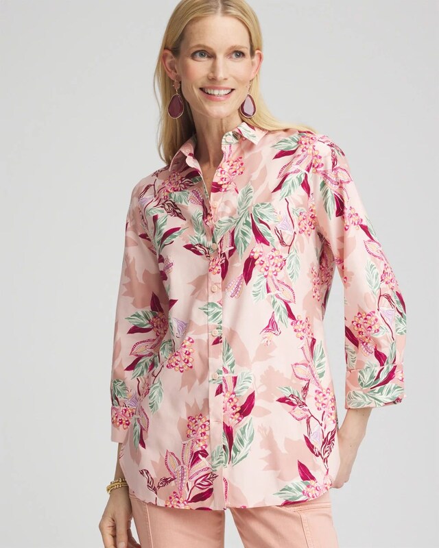 No Iron Sateen Floral Shirt